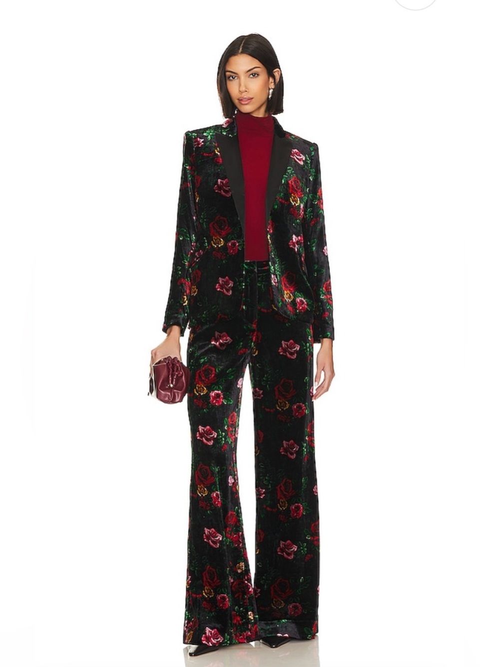 Pilar Wide Leg Pant in Black Vintage Rose - Picture 2 of 3